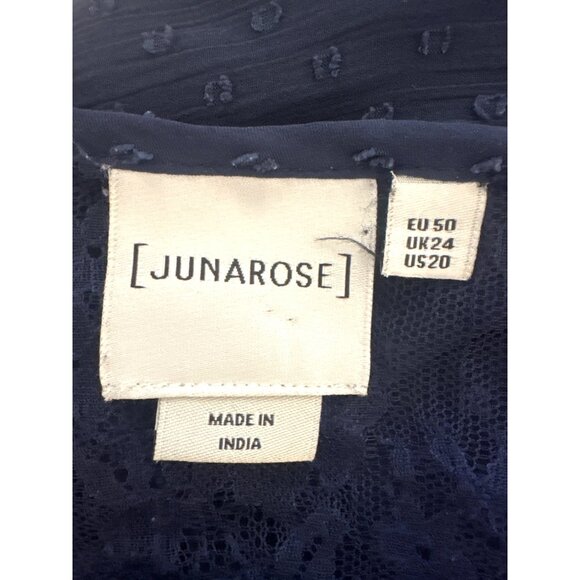 Navy Blue Sheer Lace Dress Sz 20 Bell Sleeves Tiered Lined JunaRose  Romantic - Picture 4 of 8